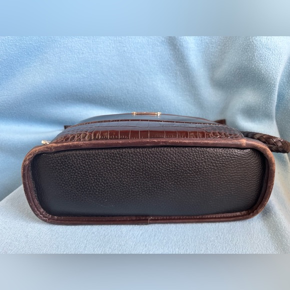 Brighton Leather Handbag with Front Zip Organizer Black/Brown Vintage Bag - Picture 9 of 12